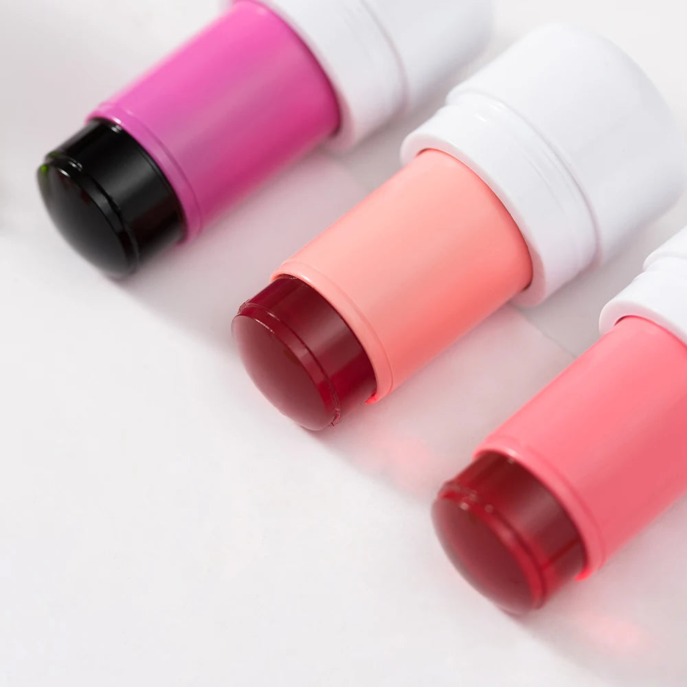 Gelatina tinte en barra labio y mejilla rubor mancha giratoria 4 colores colorete en barra colorete fácil colorante pluma hidratante